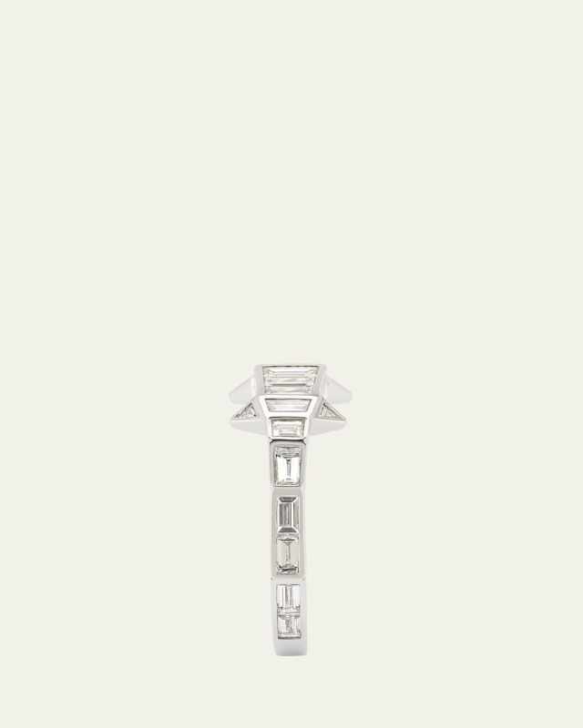 18K White Gold Diamond Alligator Ring, Size